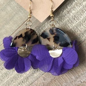 Unique Purple and leopard dangle earrings